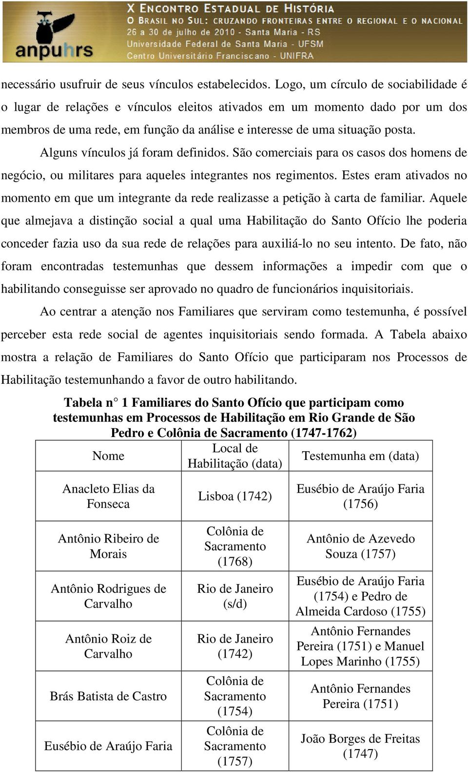 Alguns vínculos já foram definidos. São comerciais para os casos dos homens de negócio, ou militares para aqueles integrantes nos regimentos.