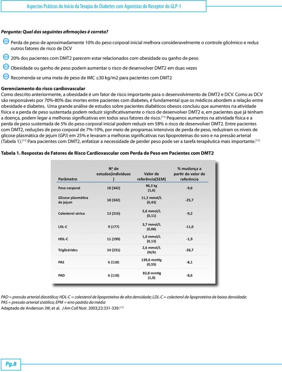 relacionados com obesidade ou ganho de peso Obesidade ou ganho de peso podem aumentar o risco de desenvolver DMT2 em duas vezes Recomenda-se uma meta de peso de IMC 30 kg/m2 para pacientes com DMT2