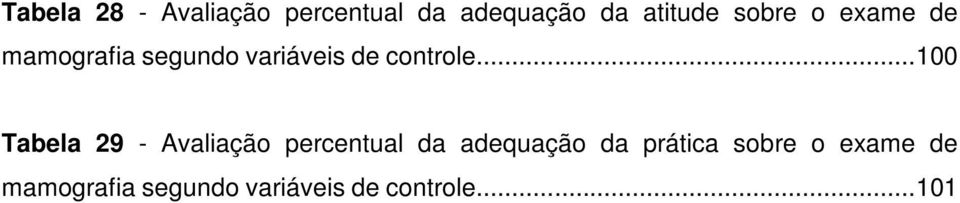 ..100 Tabela 29 - Avaliação percentual da adequação da