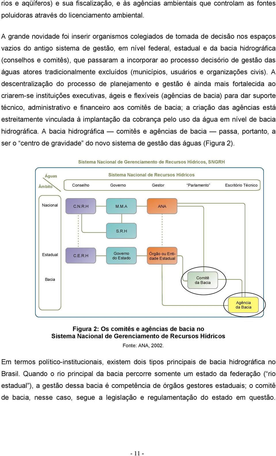 passaram a incorporar ao processo decisório de gestão das águas atores tradicionalmente excluídos (municípios, usuários e organizações civis).