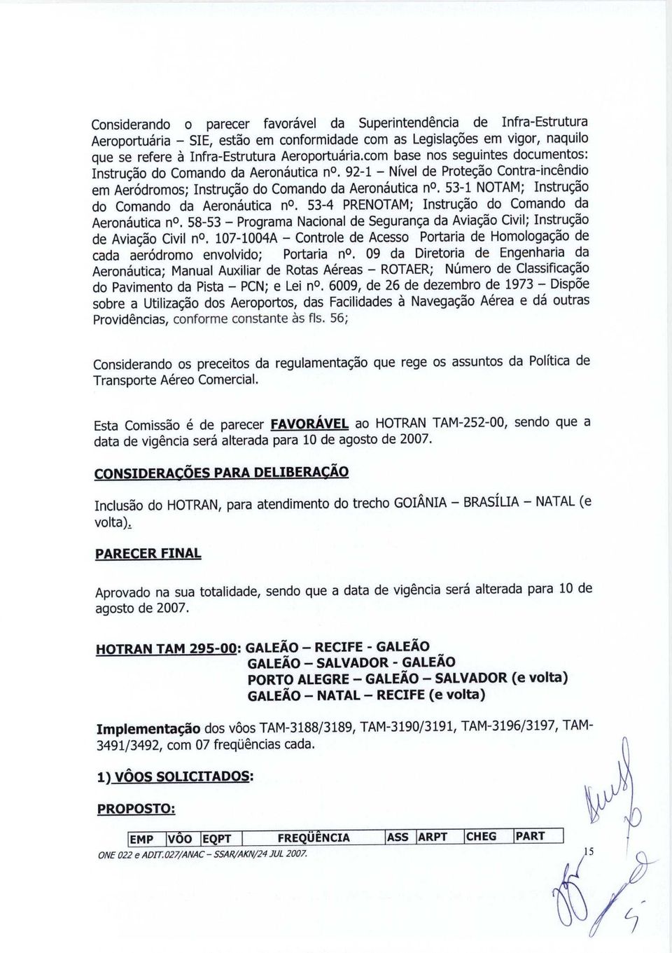 53-1 NOTAM; Instrugao do Comando da Aeronautica no. 53-4 PRENOTAM; Instrugao do Comando da Aeronautica no. 58-53 - Programa Nacional de Seguranga da Aviagao Civil; Instrugao de Aviagao Civil n.