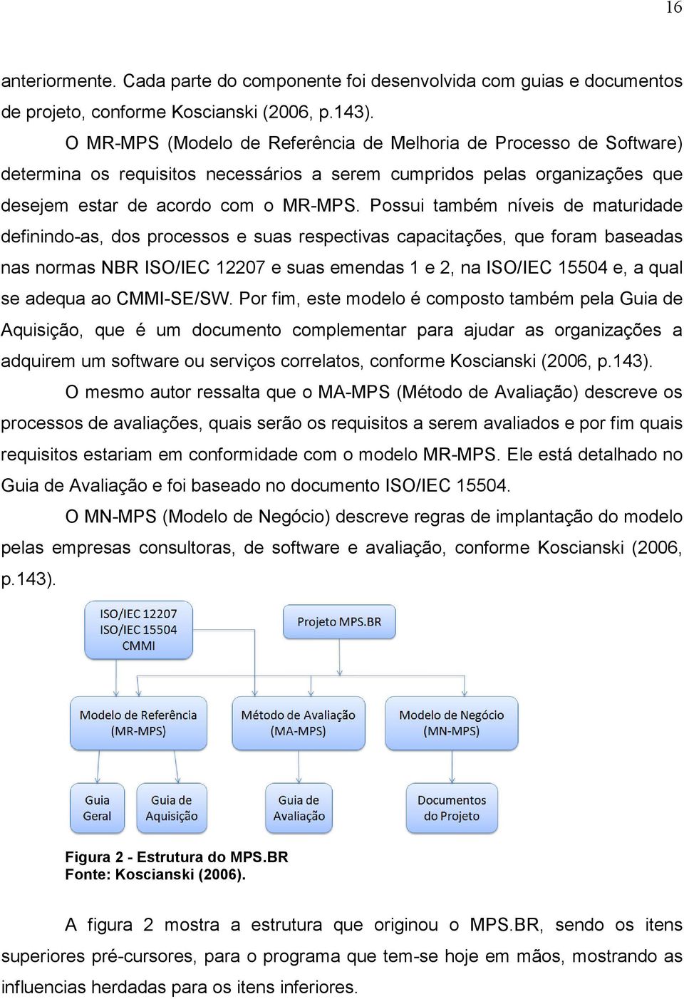 Possui também níveis de maturidade definindo-as, dos processos e suas respectivas capacitações, que foram baseadas nas normas NBR ISO/IEC 12207 e suas emendas 1 e 2, na ISO/IEC 15504 e, a qual se