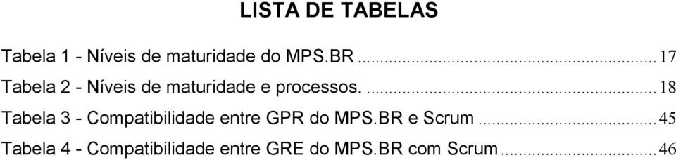 ... 18 Tabela 3 - Compatibilidade entre GPR do MPS.