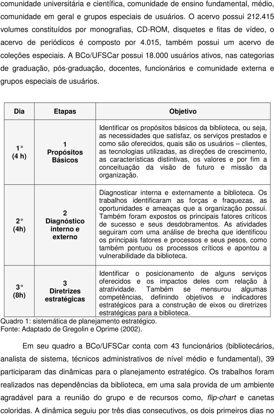 000 usuários ativos, nas categorias de graduação, pós-graduação, docentes, funcionários e comunidade externa e grupos especiais de usuários.