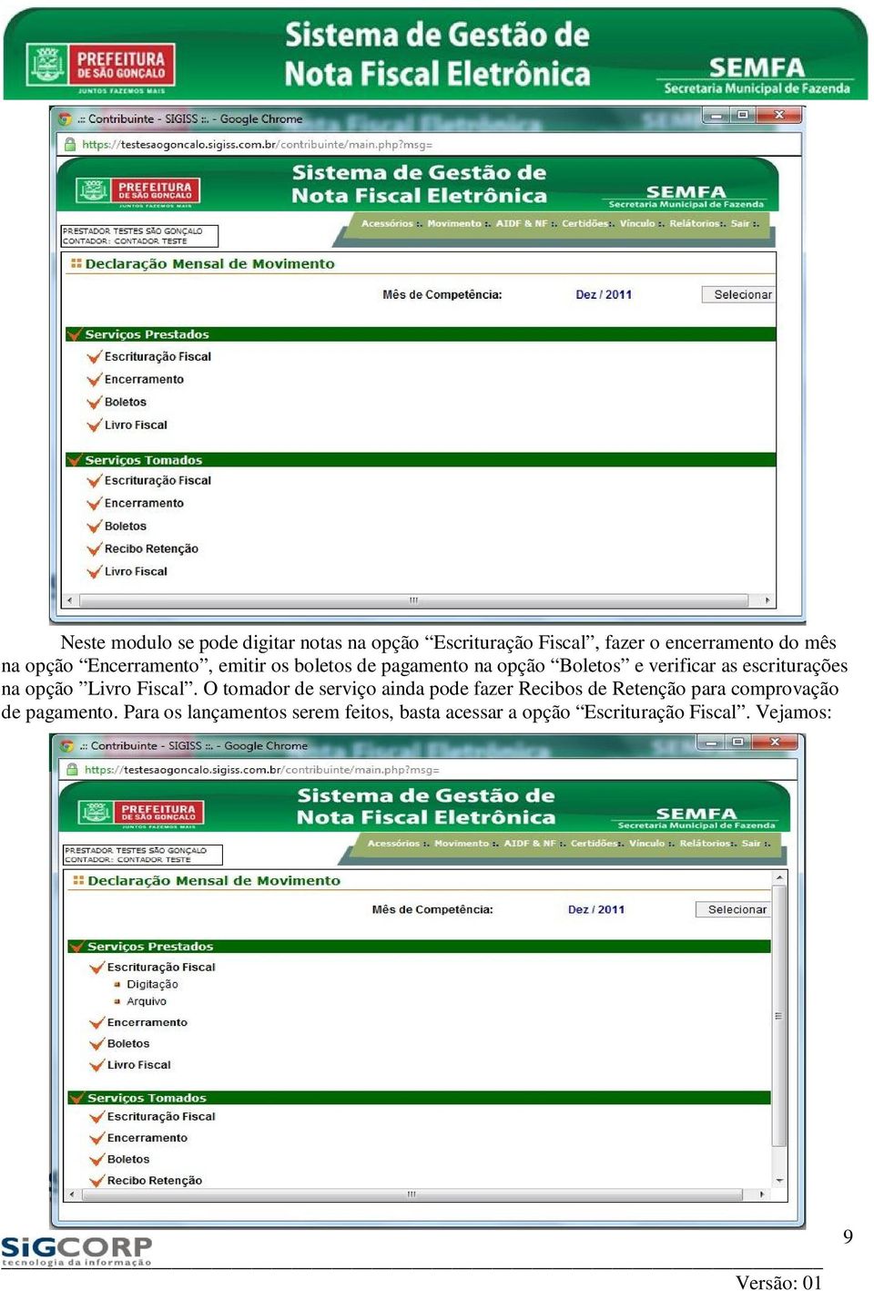 na opção Livro Fiscal.