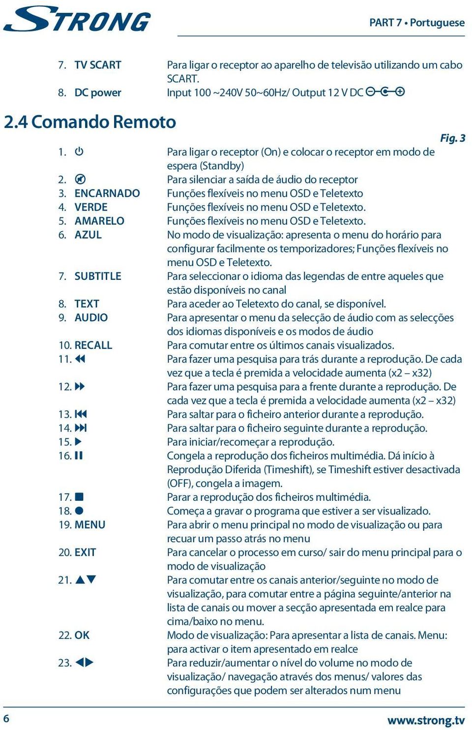 VERDE Funções flexíveis no menu OSD e Teletexto. 5. AMARELO Funções flexíveis no menu OSD e Teletexto. 6.