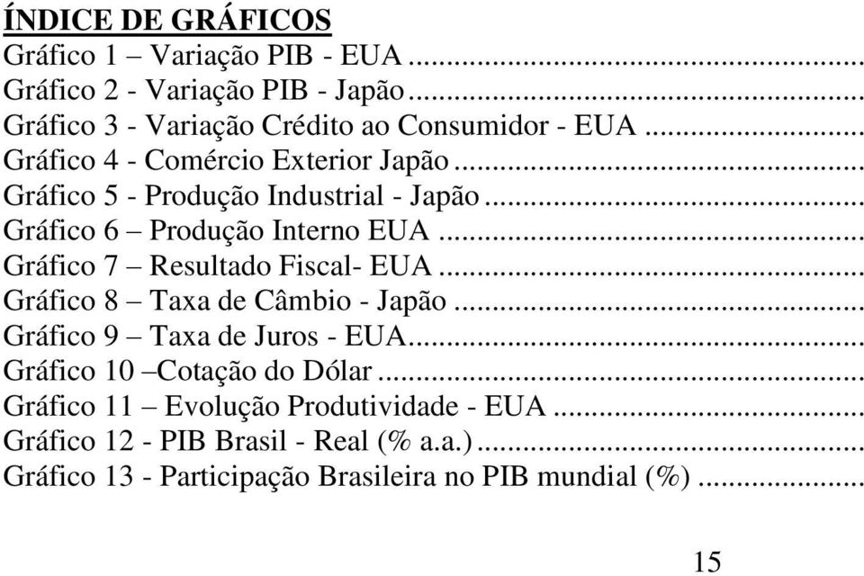 .. Gráfico 7 Resultado Fiscal- EUA... Gráfico 8 Taxa de Câmbio - Japão... Gráfico 9 Taxa de Juros - EUA... Gráfico 10 Cotação do Dólar.