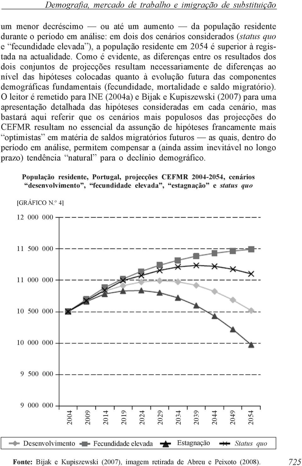 Como é evidente, as diferenças entre os resultados dos dois conjuntos de projecções resultam necessariamente de diferenças ao nível das hipóteses colocadas quanto à evolução futura das componentes