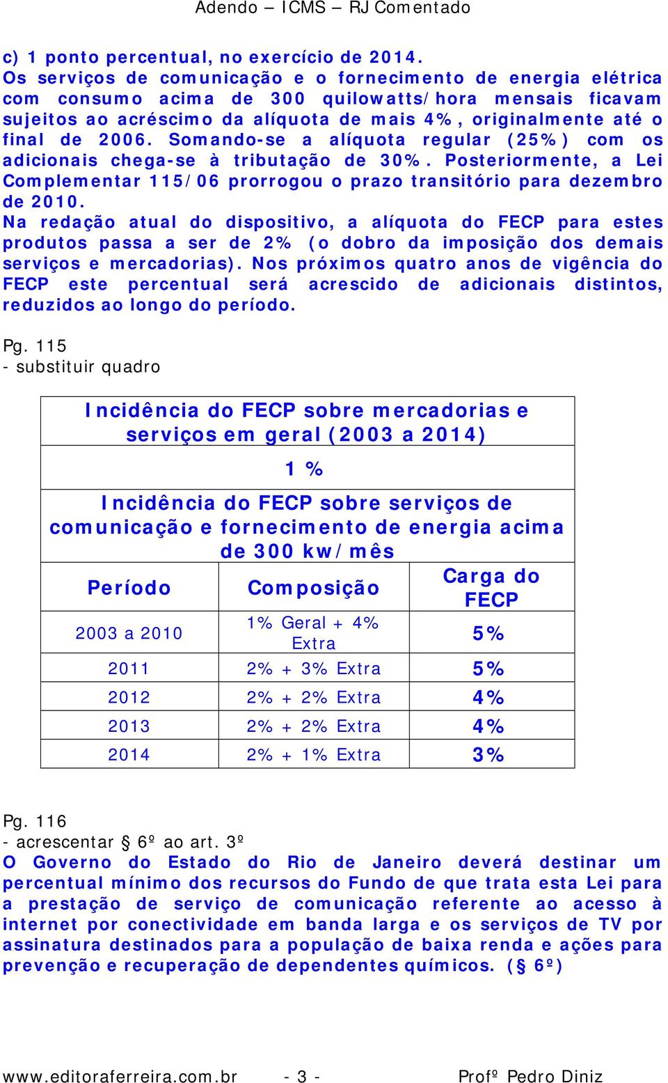 2006. Somando-se a alíquota regular (25%) com os adicionais chega-se à tributação de 30%. Posteriormente, a Lei Complementar 115/06 prorrogou o prazo transitório para dezembro de 2010.