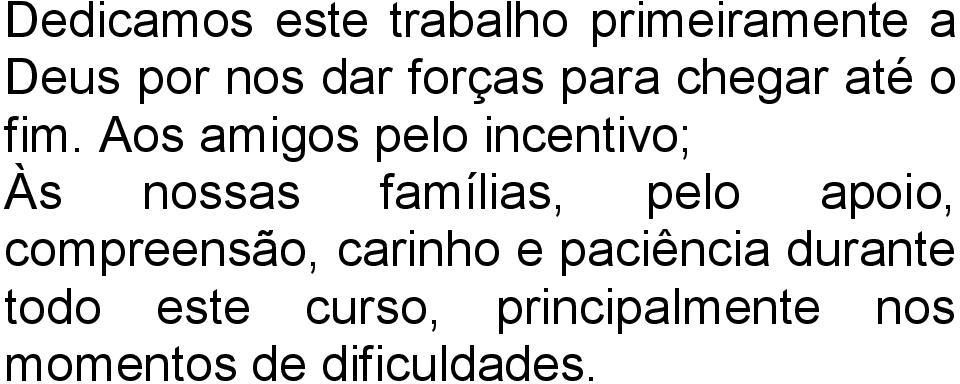 Aos amigos pelo incentivo; Às nossas famílias, pelo apoio,