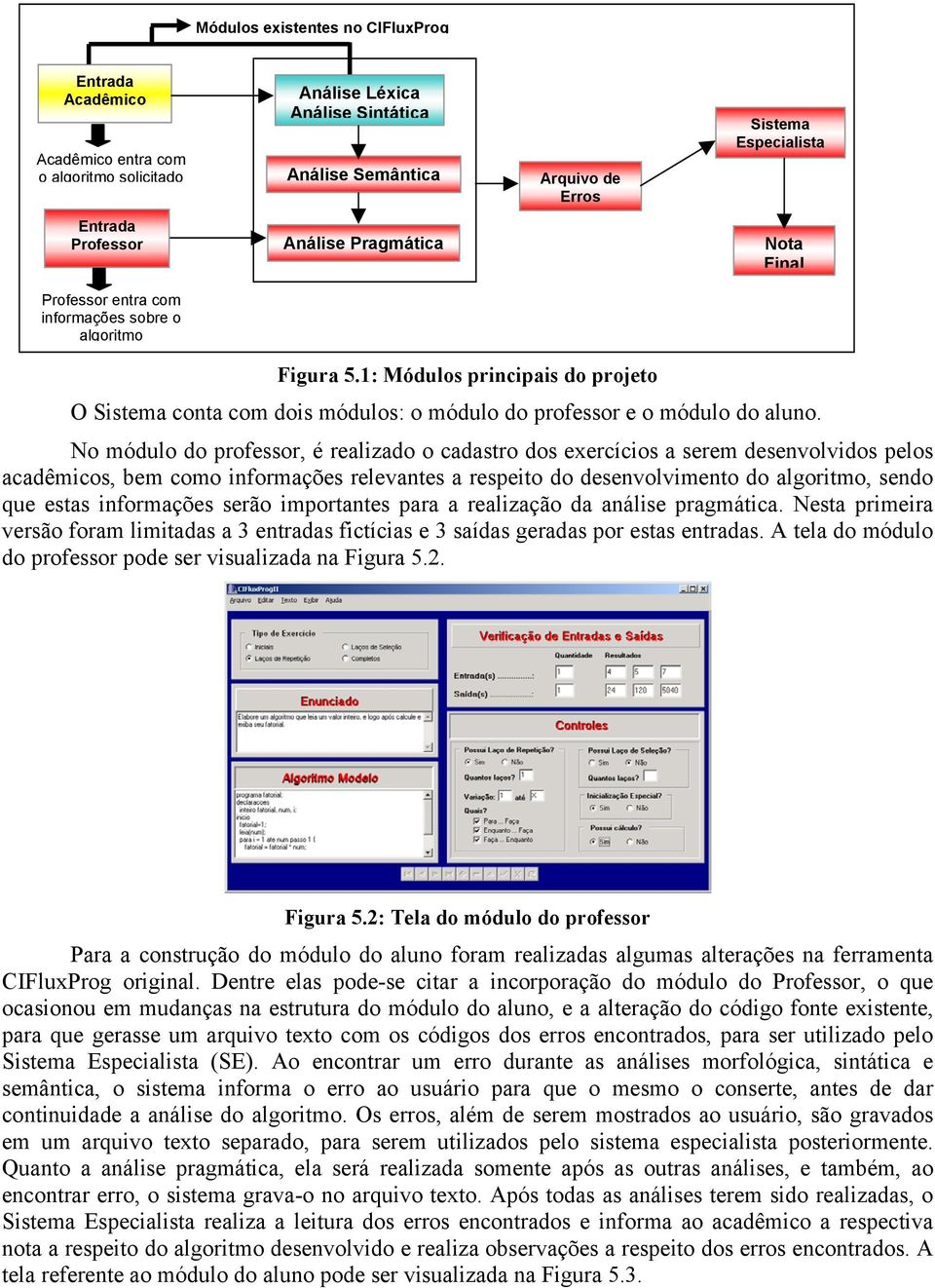 1: Módulos principais do projeto O Sistema conta com dois módulos: o módulo do professor e o módulo do aluno.