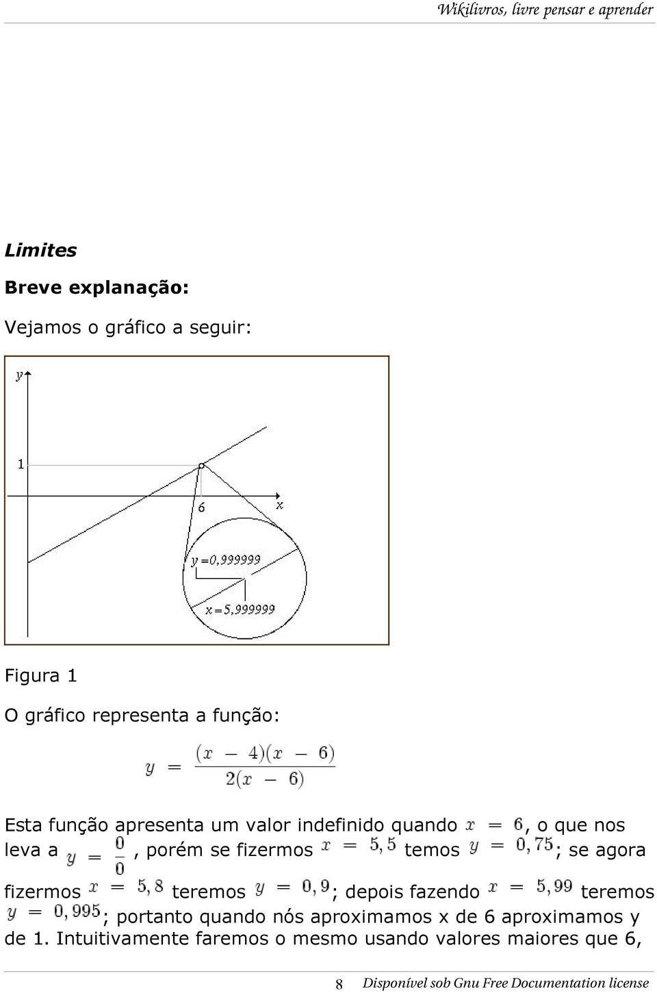 fizermos teremos ; depois fazendo teremos ; portanto quando nós aproximamos x de 6 aproximamos y de 1.