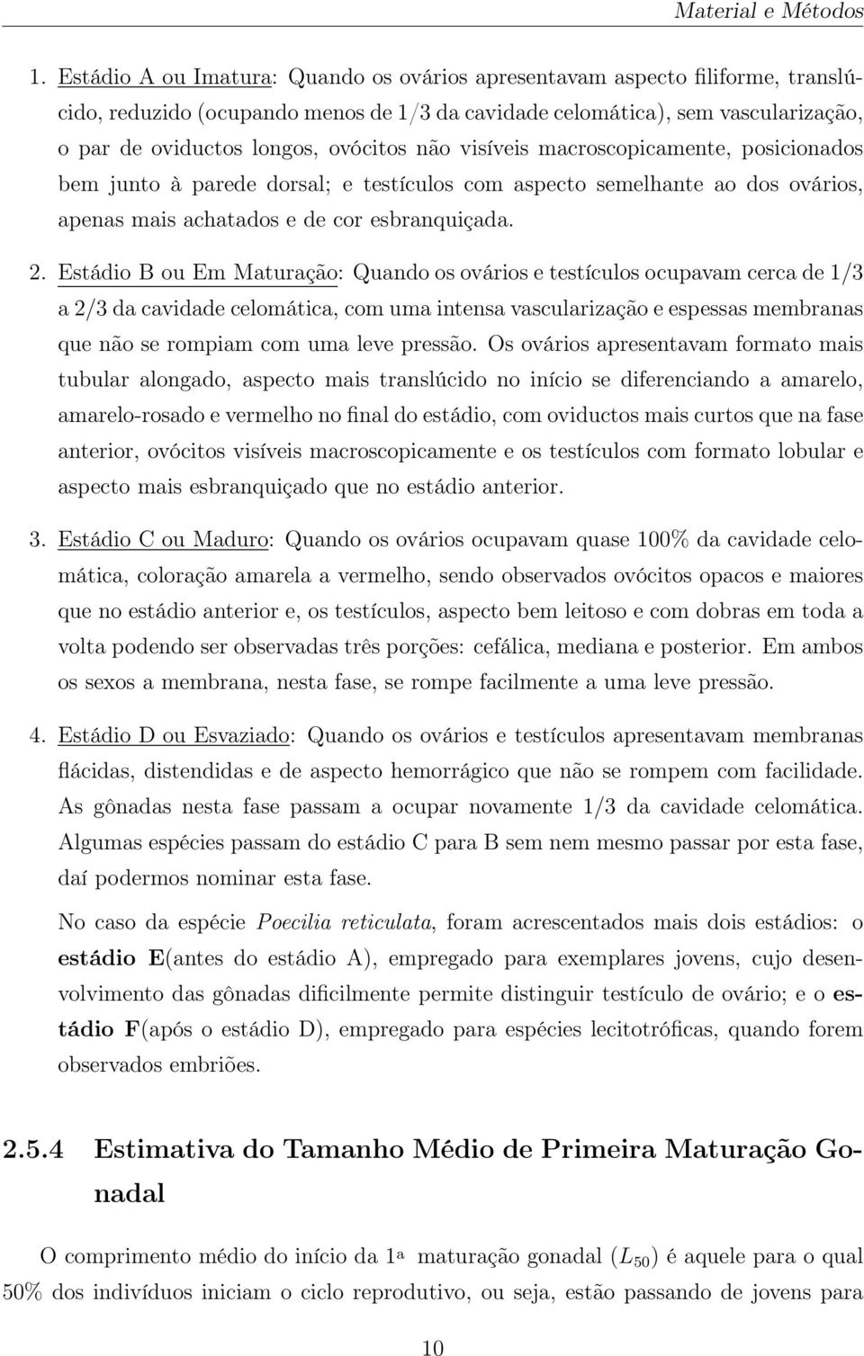 não visíveis macroscopicamente, posicionados bem junto à parede dorsal; e testículos com aspecto semelhante ao dos ovários, apenas mais achatados e de cor esbranquiçada. 2.