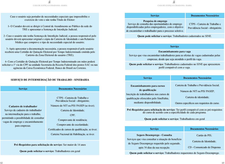 Identidade e um Relatório Médico que comprove o tipo de necessidade especial do usuário; 3- Após apresentar a documentação necessária, a pessoa responsável pelo usuário receberá uma Certidão de