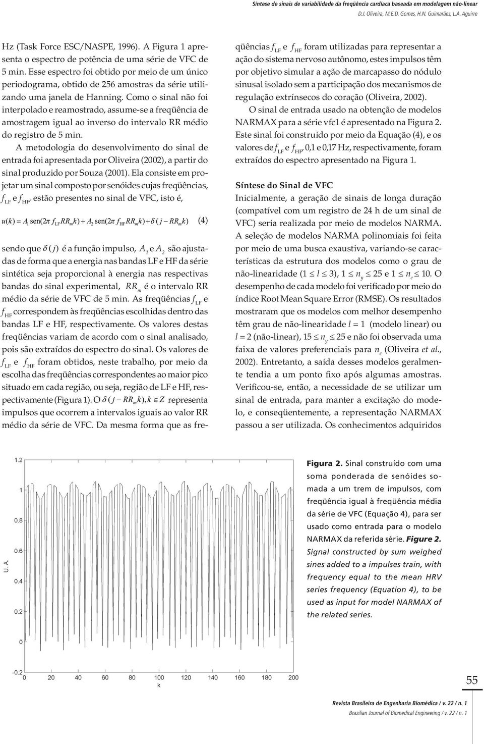 Como o sinal não foi interpolado e reamostrado, assume-se a freqüência de amostragem igual ao inverso do intervalo RR médio do registro de 5 min.