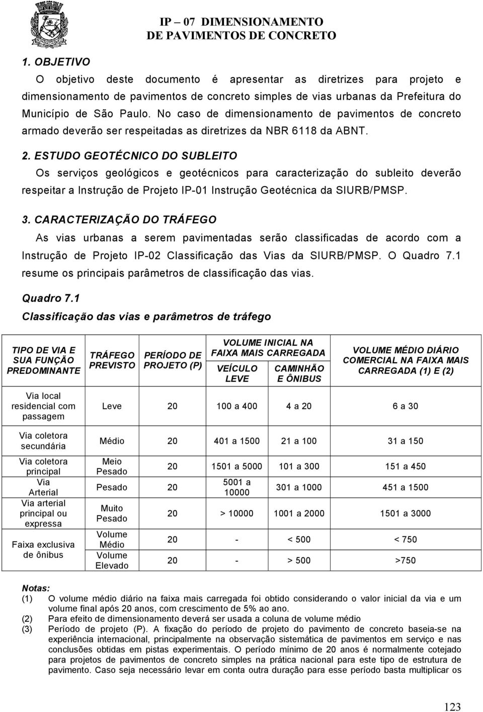 ESTUDO GEOTÉCNICO DO SUBLEITO Os serviços geológicos e geotécnicos para caracterização do subleito deverão respeitar a Instrução de Projeto IP-01 Instrução Geotécnica da SIURB/PMSP. 3.