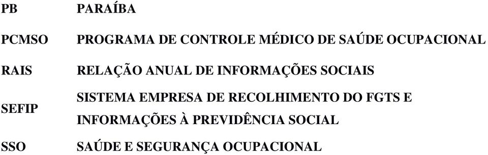 INFORMAÇÕES SOCIAIS SISTEMA EMPRESA DE RECOLHIMENTO DO