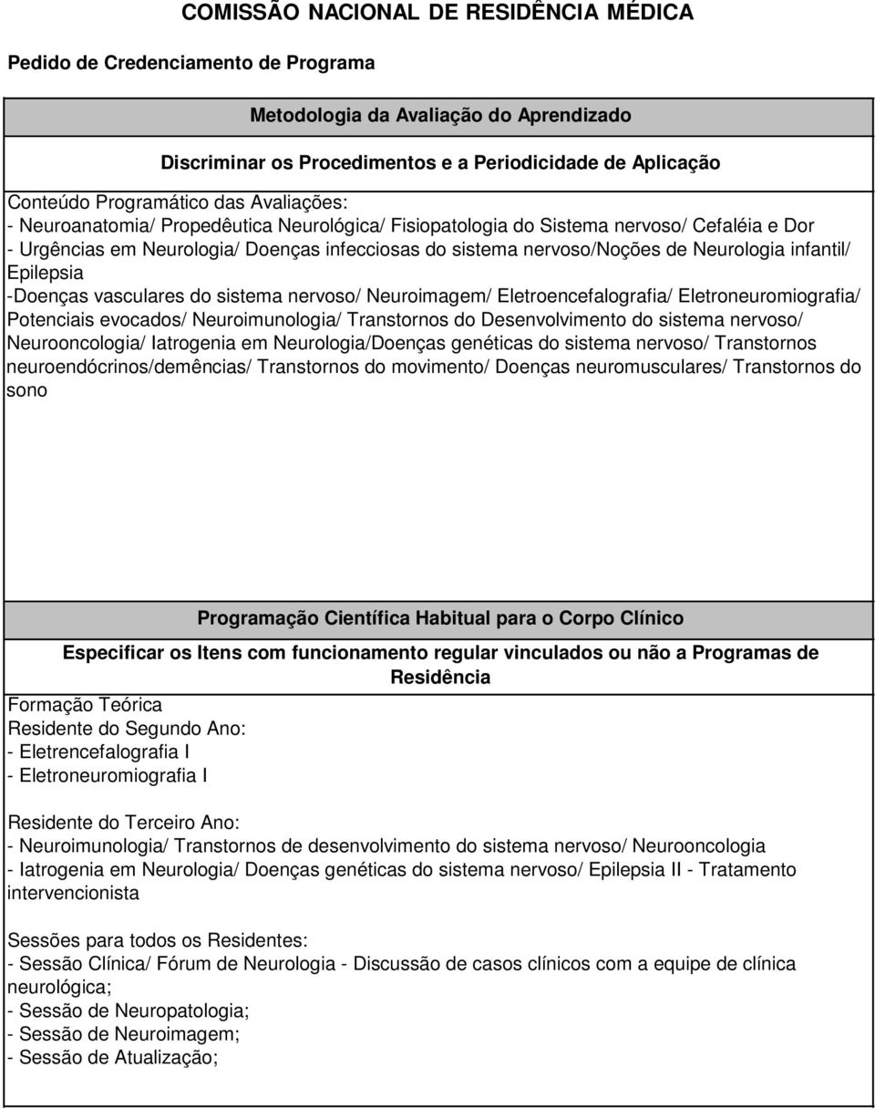 Eletroencefalografia/ Eletroneuromiografia/ Potenciais evocados/ Neuroimunologia/ Transtornos do Desenvolvimento do sistema nervoso/ Neurooncologia/ Iatrogenia em Neurologia/Doenças genéticas do