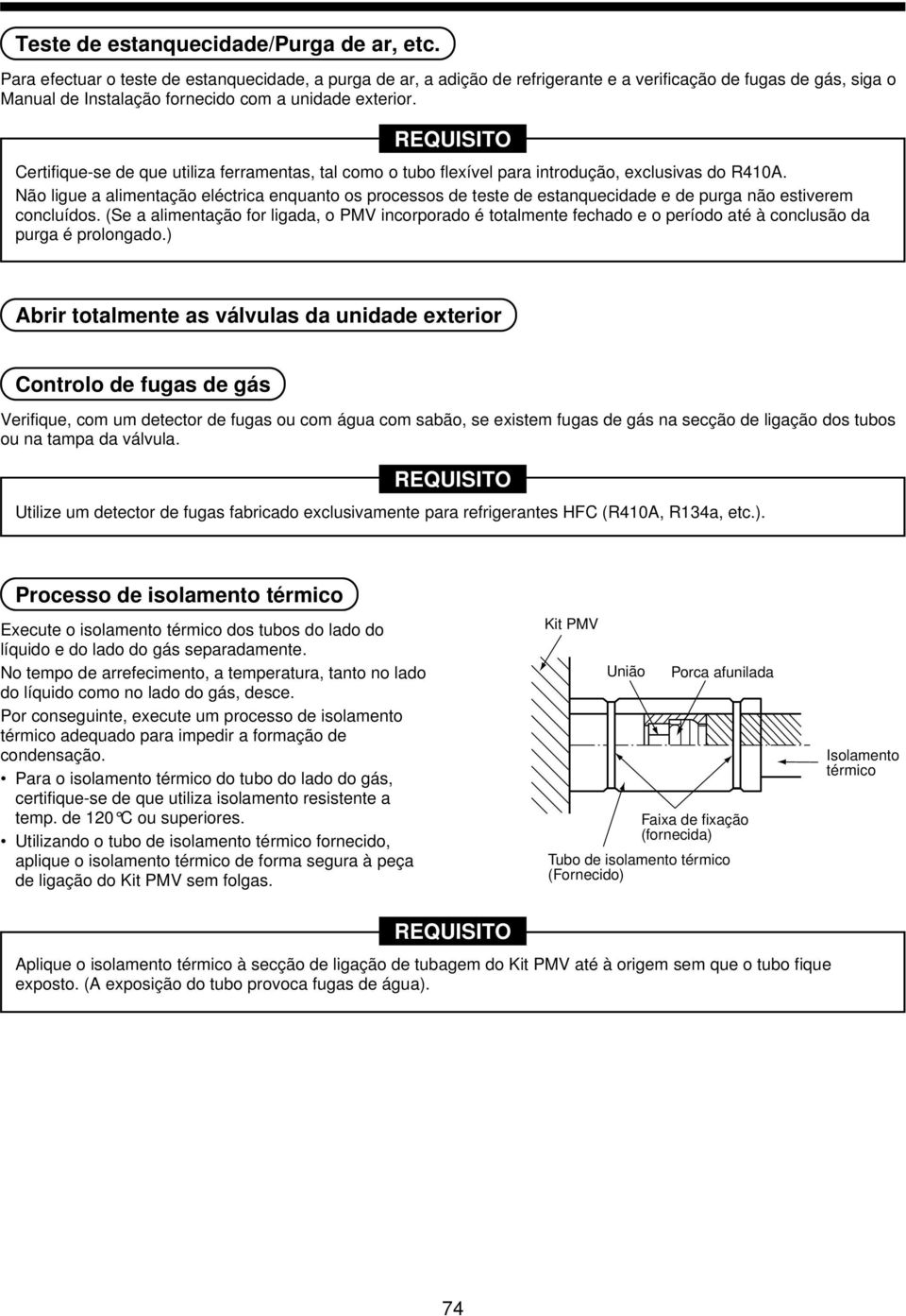 REQUISITO Certifique-se de que utiliza ferramentas, tal como o tubo flexível para introdução, exclusivas do R410A.