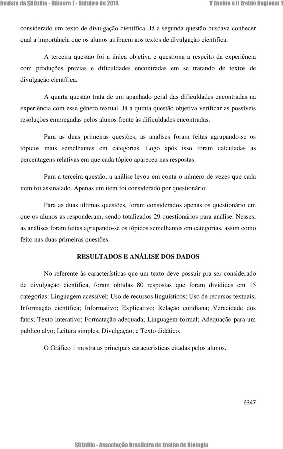 A quarta questão trata de um apanhado geral das dificuldades encontradas na experiência com esse gênero textual.