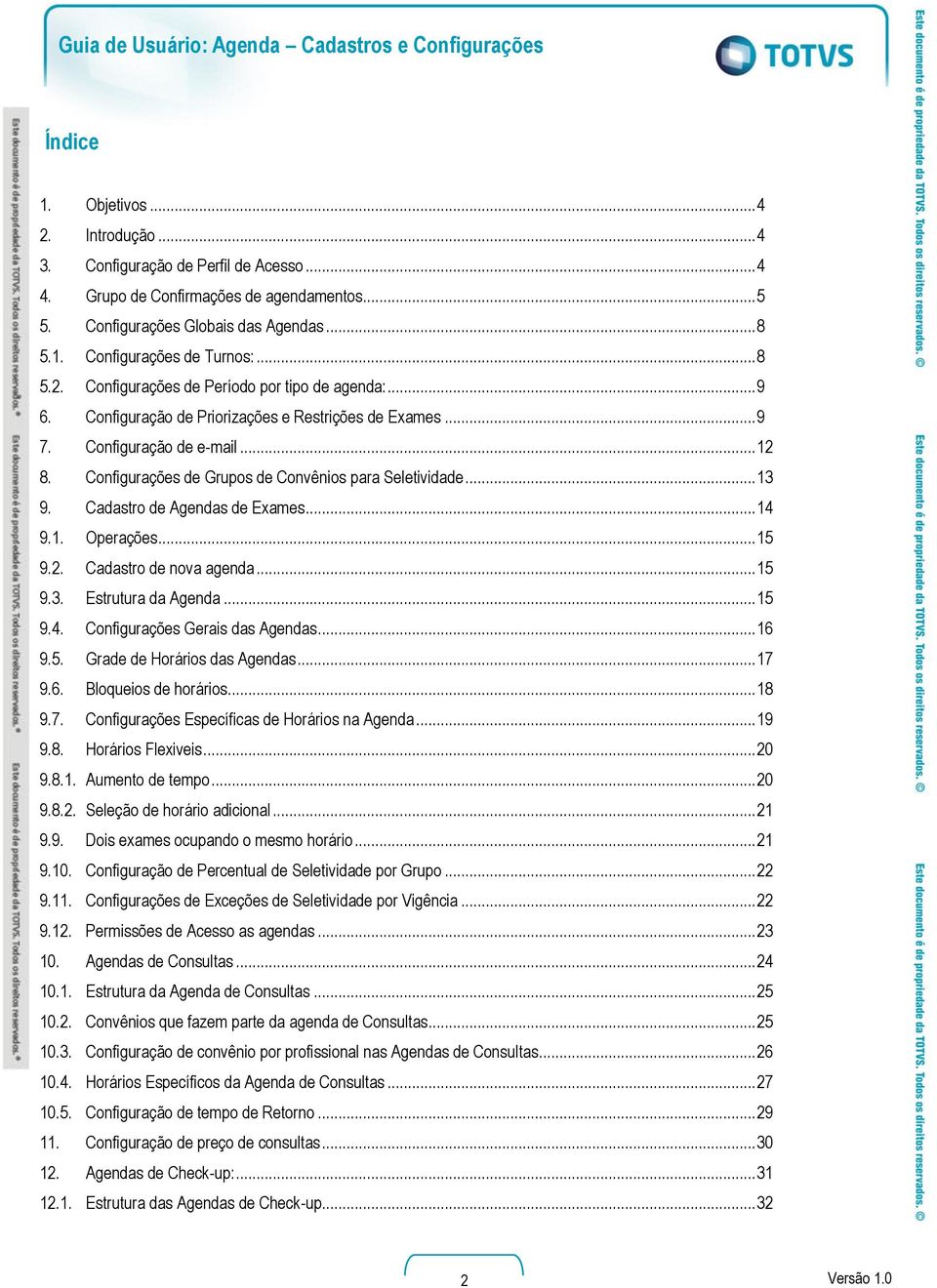 Configurações de Grupos de Convênios para Seletividade... 13 9. Cadastro de Agendas de Exames... 14 9.1. Operações... 15 9.2. Cadastro de nova agenda... 15 9.3. Estrutura da Agenda... 15 9.4. Configurações Gerais das Agendas.