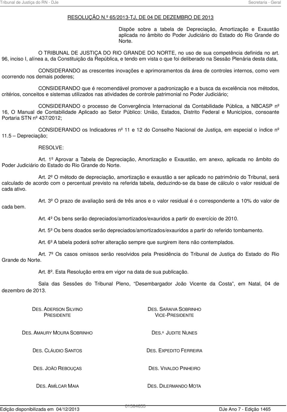 96, inciso I, alínea a, da Constituição da República, e tendo em vista o que foi deliberado na Sessão Plenária desta data, CONSIDERANDO as crescentes inovações e aprimoramentos da área de controles