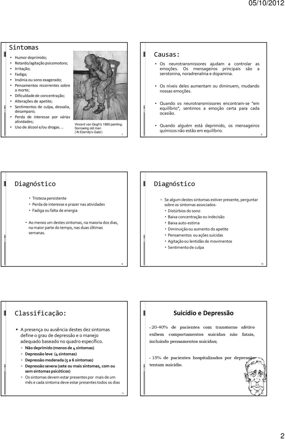 Sorrowing old man ('At Eternity's Gate') 7 Causas: Os neurotransmissores ajudam a controlar as emoções. Os mensageiros principais são a serotonina, noradrenalina e dopamina.