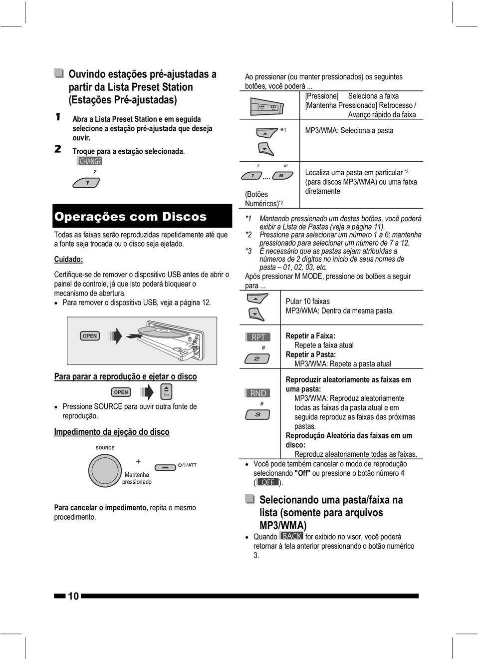 Cuidado: Certifique-se de remover o dispositivo USB antes de abrir o painel de controle, já que isto poderá bloquear o mecanismo de abertura. Para remover o dispositivo USB, veja a página 1.