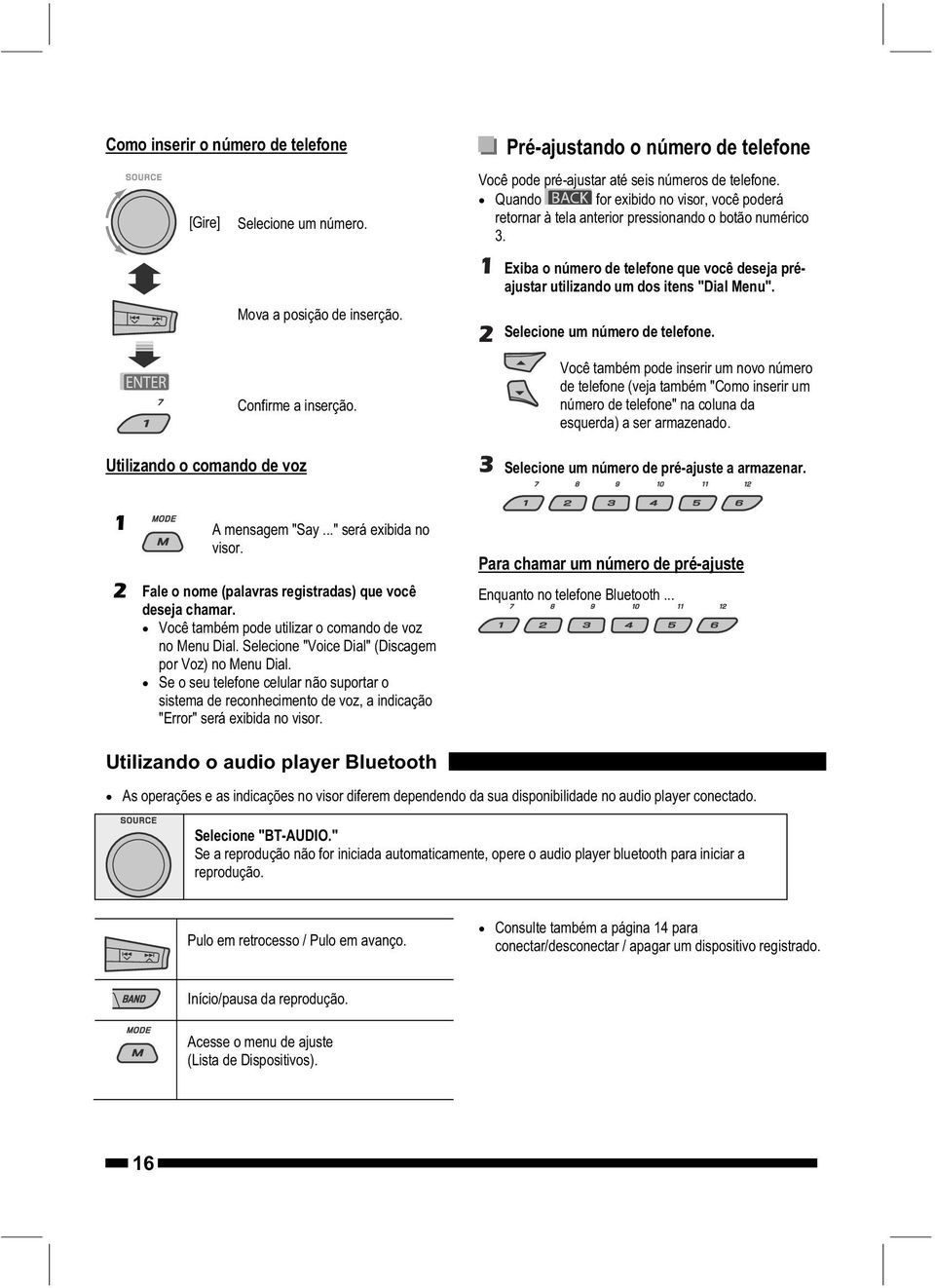 Se o seu telefone celular não suportar o sistema de reconhecimento de voz, a indicação "Error" será exibida no visor.