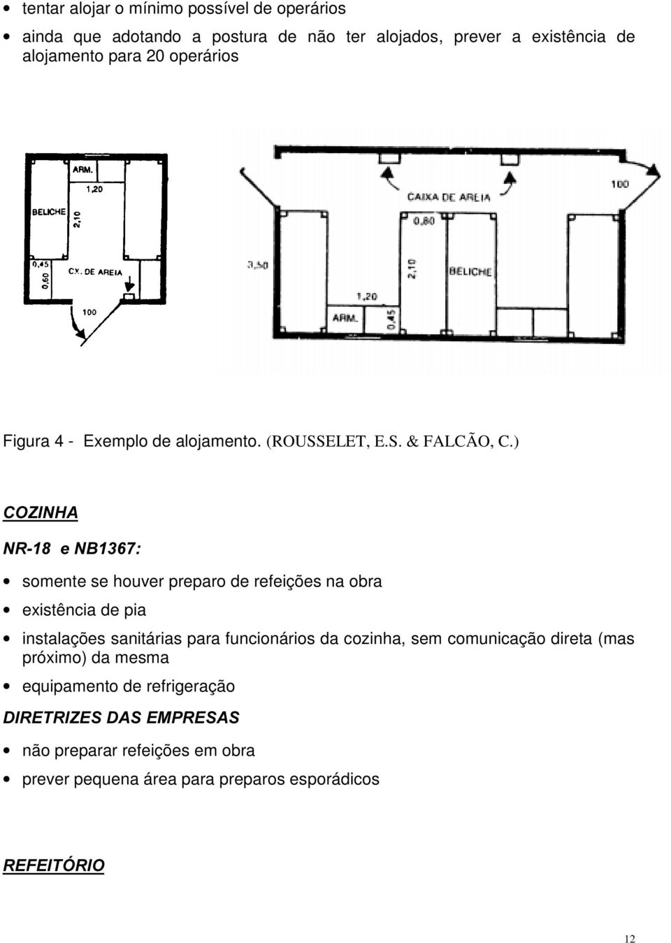 ) &2=,1+$ 15H1% somente se houver preparo de refeições na obra existência de pia instalações sanitárias para funcionários da