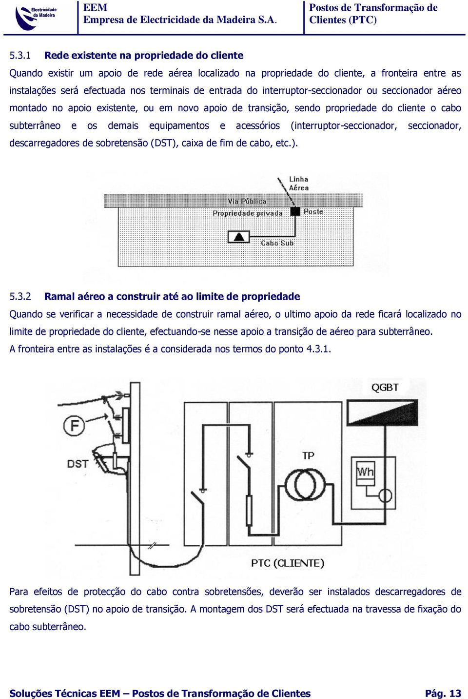 (interruptor-seccionador, seccionador, descarregadores de sobretensão (DST), caixa de fim de cabo, etc.). 5.3.