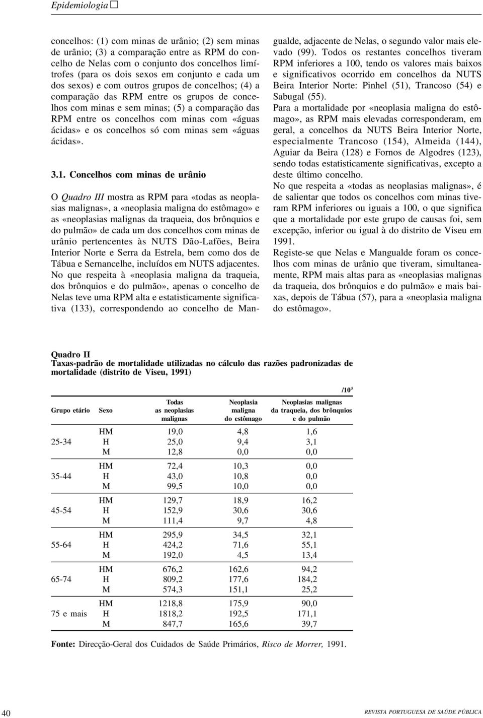 concelhos só com minas sem «águas ácidas». 3.1.