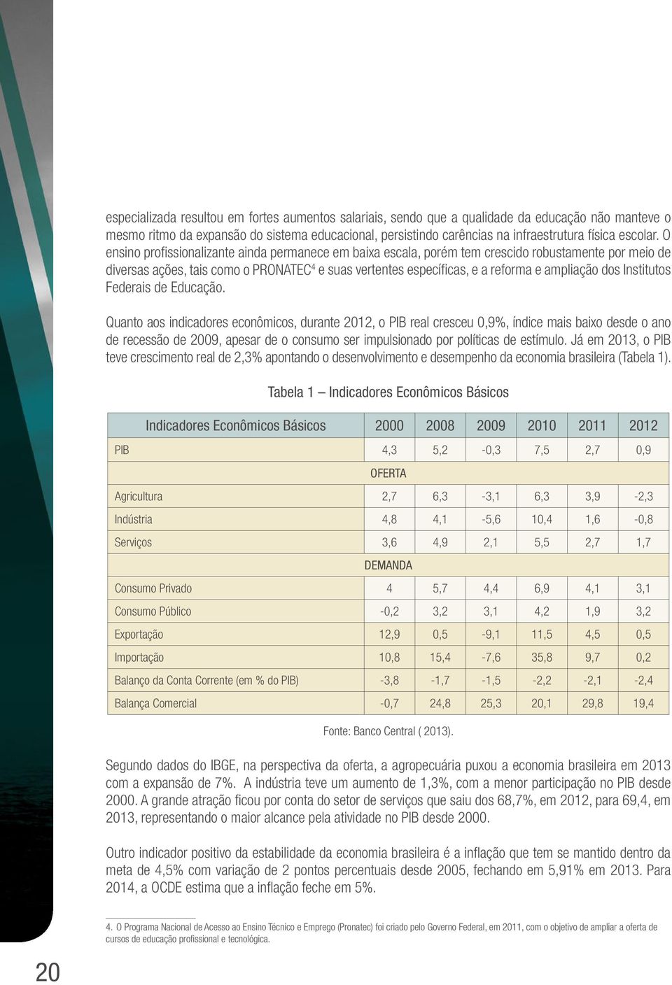 O ensino profissionalizante ainda permanece em baixa escala, porém tem crescido robustamente por meio de diversas ações, tais como o PRONATEC 4 e suas vertentes específicas, e a reforma e ampliação