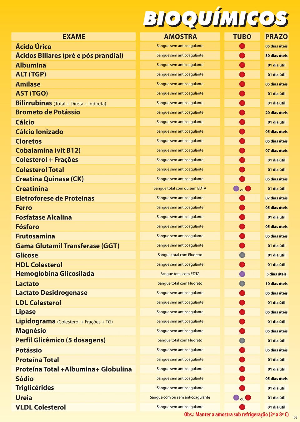 Colesterol Hemoglobina Glicosilada Lactato Lactato Desidrogenase LDL Colesterol Lipase Lipidograma (Colesterol + Frações + TG) Magnésio Perfil Glicêmico (5 dosagens) Potássio Proteína Total Proteína