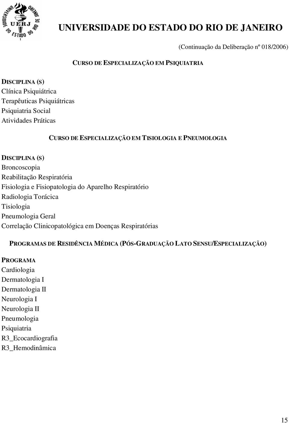 Torácica Tisiologia Pneumologia Geral Correlação Clinicopatológica em Doenças Respiratórias PROGRAMAS DE RESIDÊNCIA MÉDICA (PÓS-GRADUAÇÃO LATO