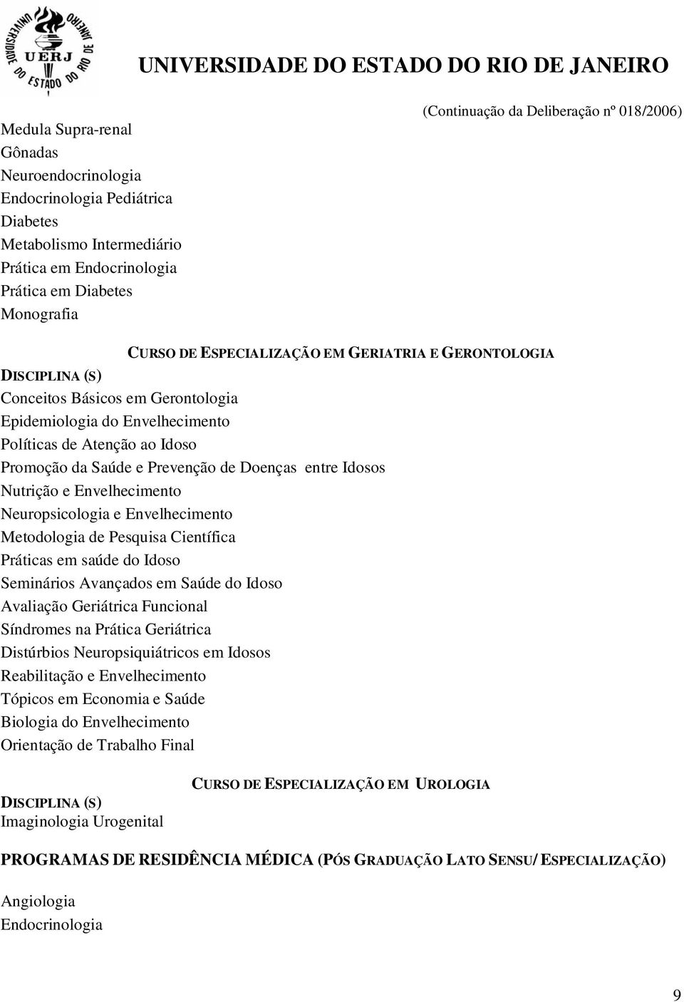 Envelhecimento Neuropsicologia e Envelhecimento Metodologia de Pesquisa Científica Práticas em saúde do Idoso Seminários Avançados em Saúde do Idoso Avaliação Geriátrica Funcional Síndromes na