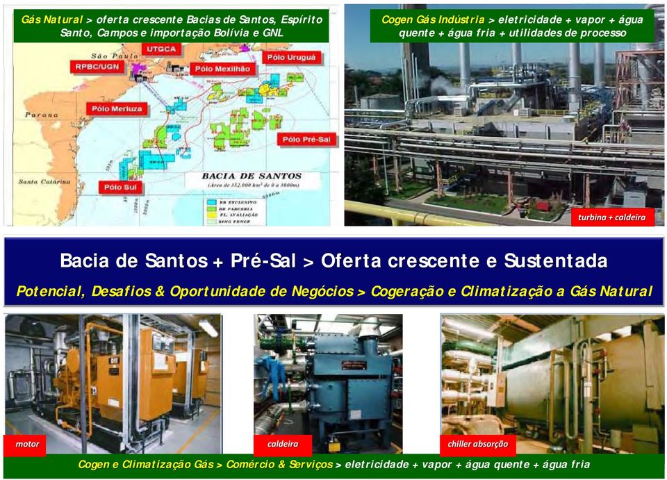 Oferta crescente e Sustentada Potencial, Desafios & Oportunidade de Negócios > Cogeração e Climatização a Gás Natural