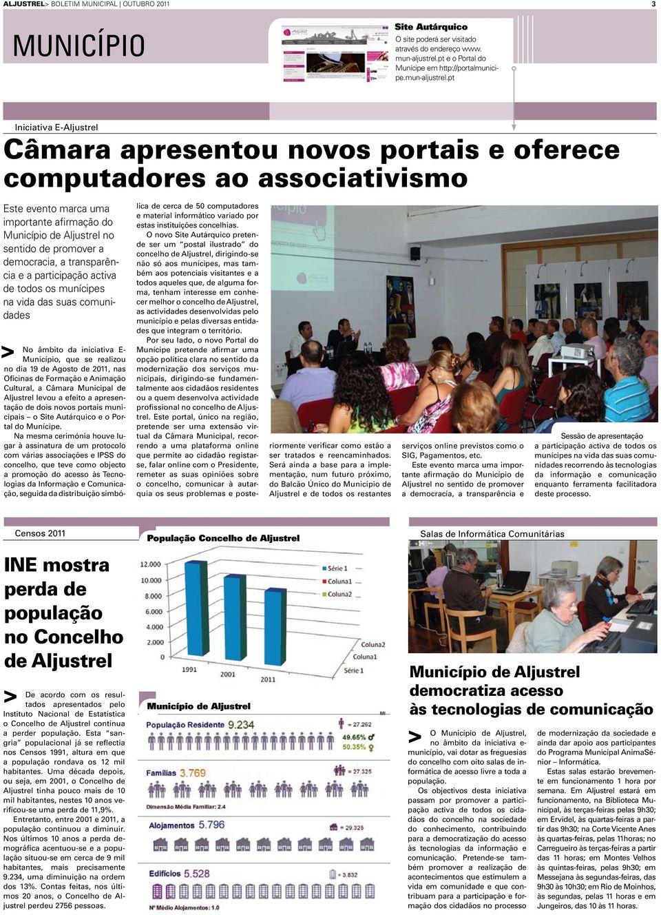 pt Iniciativa E-Aljustrel Câmara apresentou novos portais e oferece computadores ao associativismo Este evento marca uma importante afirmação do Município de Aljustrel no sentido de promover a