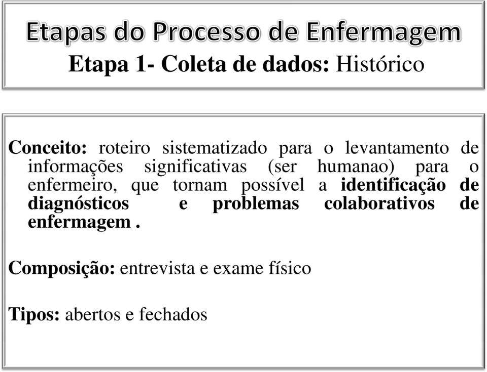 que tornam possível a identificação de diagnósticos e problemas