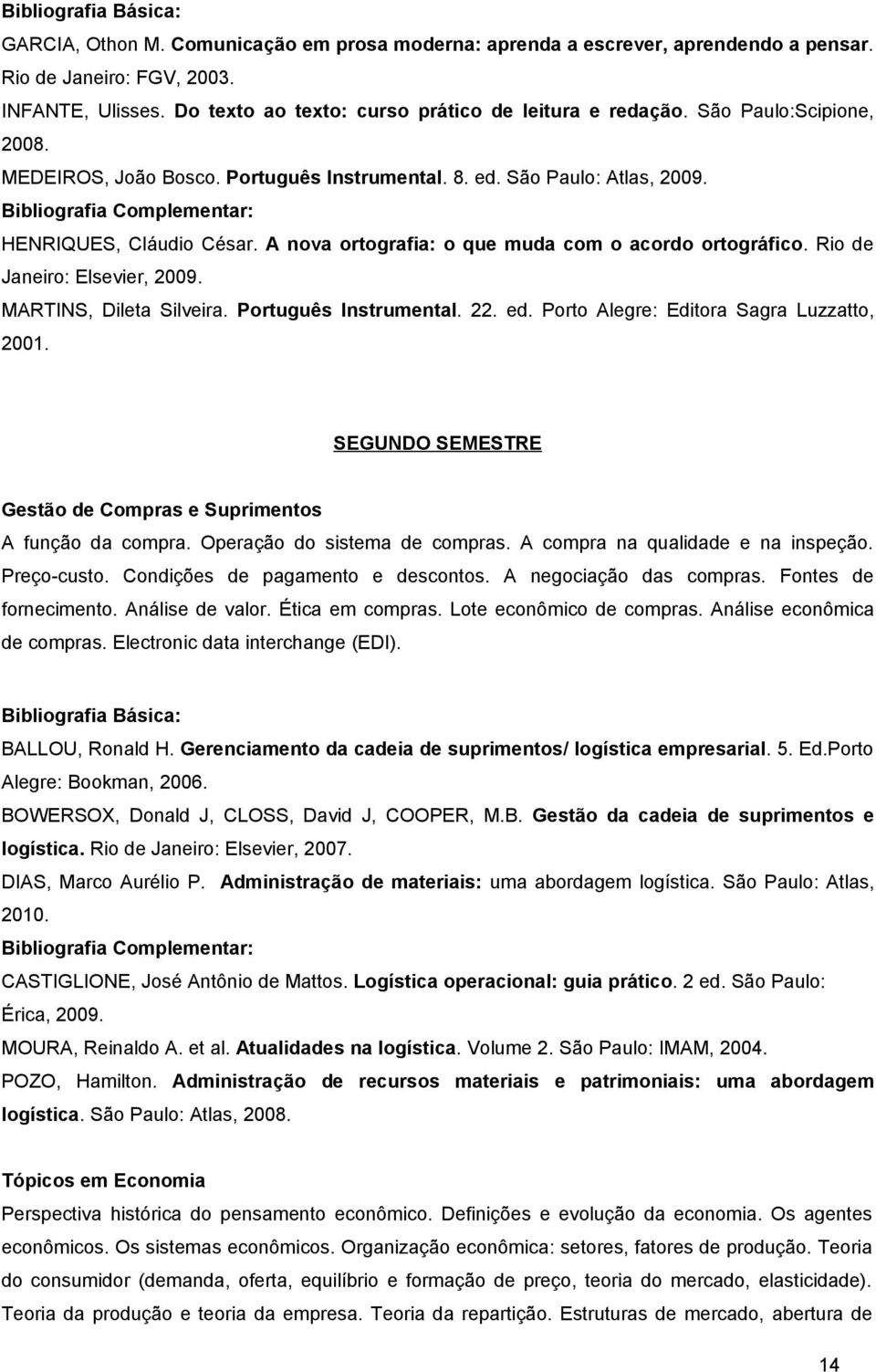 Rio de Janeiro: Elsevier, 2009. MARTINS, Dileta Silveira. Português Instrumental. 22. ed. Porto Alegre: Editora Sagra Luzzatto, 2001.
