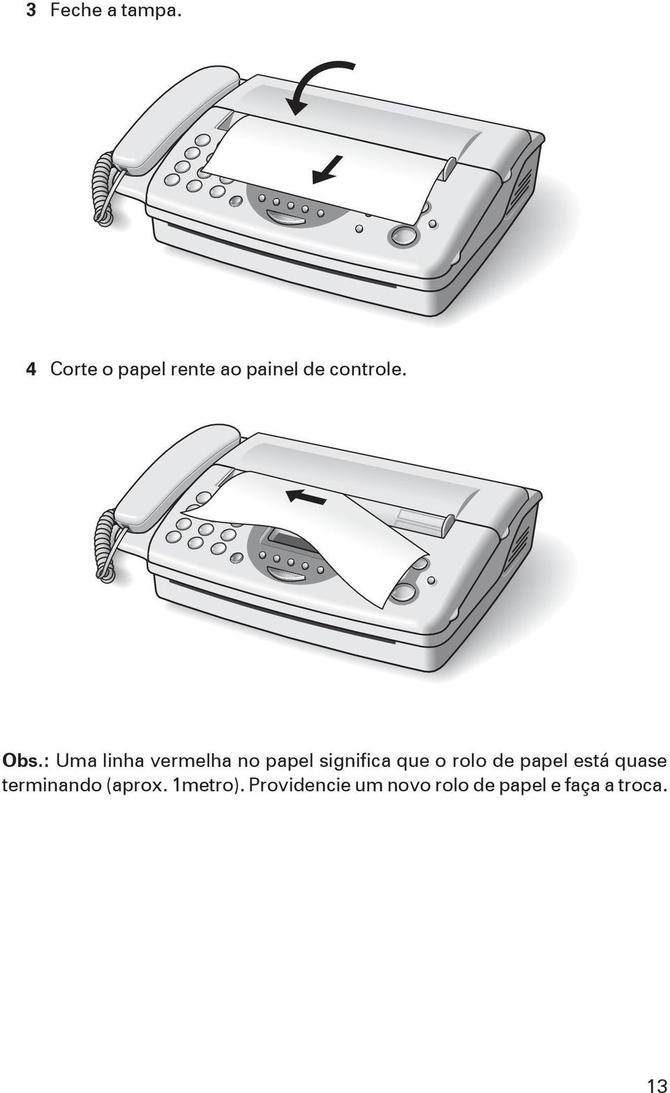 : Uma linha vermelha no papel significa que o rolo de