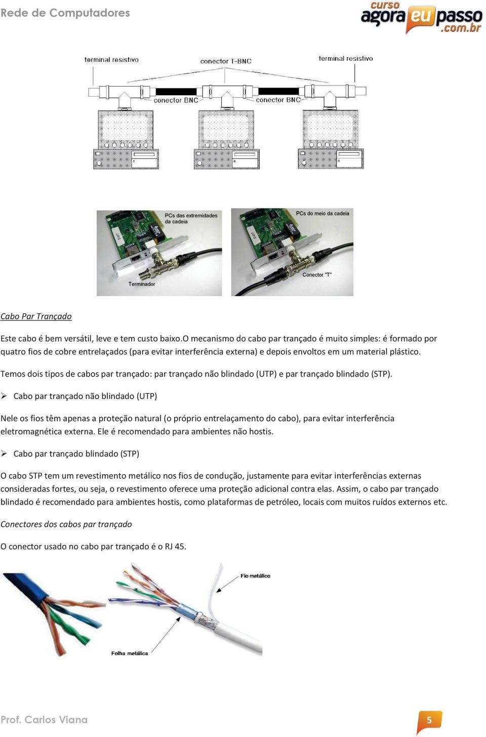 Temos dois tipos de cabos par trançado: par trançado não blindado (UTP) e par trançado blindado (STP).