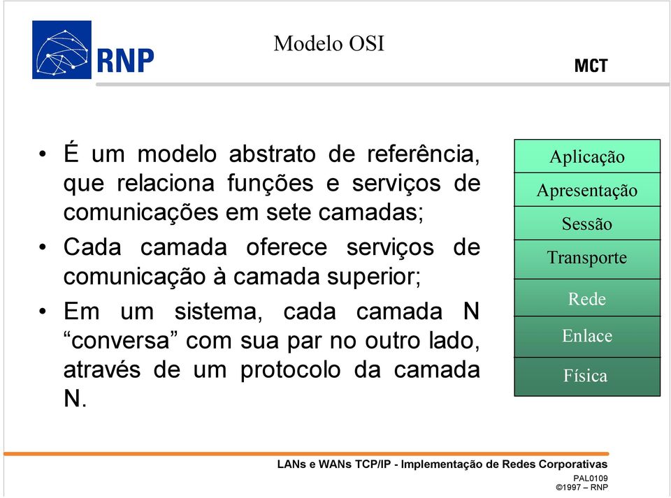 superior; Em um sistema, cada camada N conversa com sua par no outro lado, através