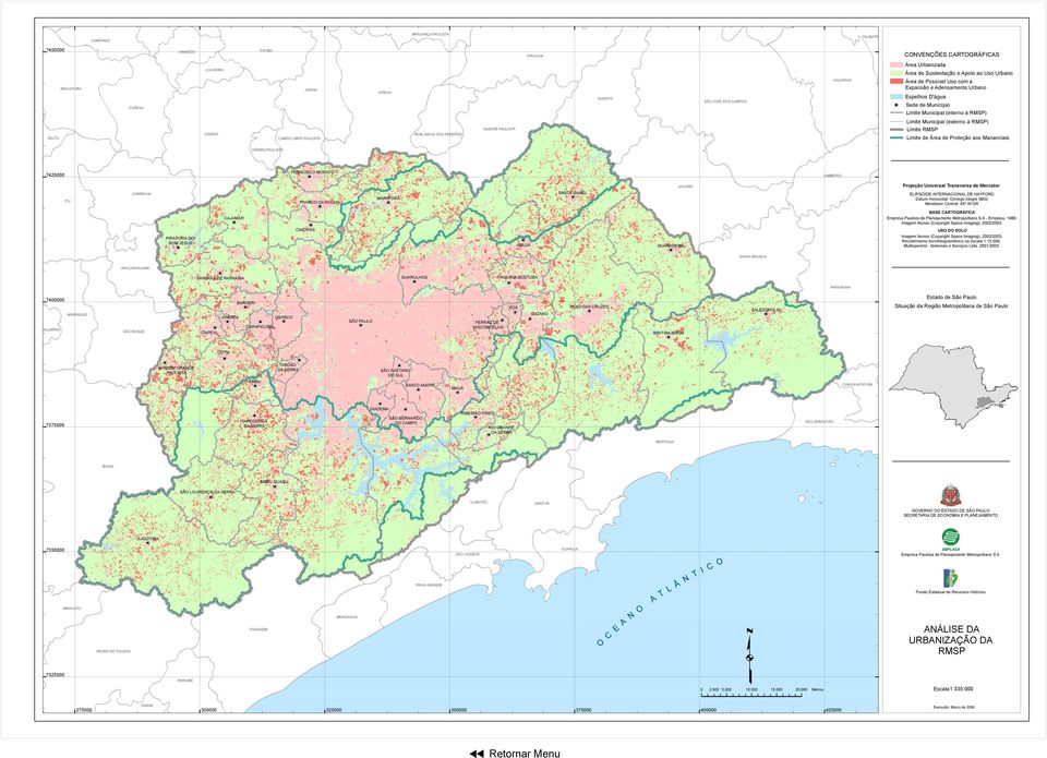 PAULISTA Limite Municipal (externo à RMSP) Limite RMSP VÁRZEA PAULISTA 7425000 FRANCISCO MORATO JAMBEIRO ITU CABREÚVA FRANCO DA ROCHA MAIRIPORÃ SANTA ISABEL JACAREÍ PIRAPORA DO BOM JESUS CAJAMAR