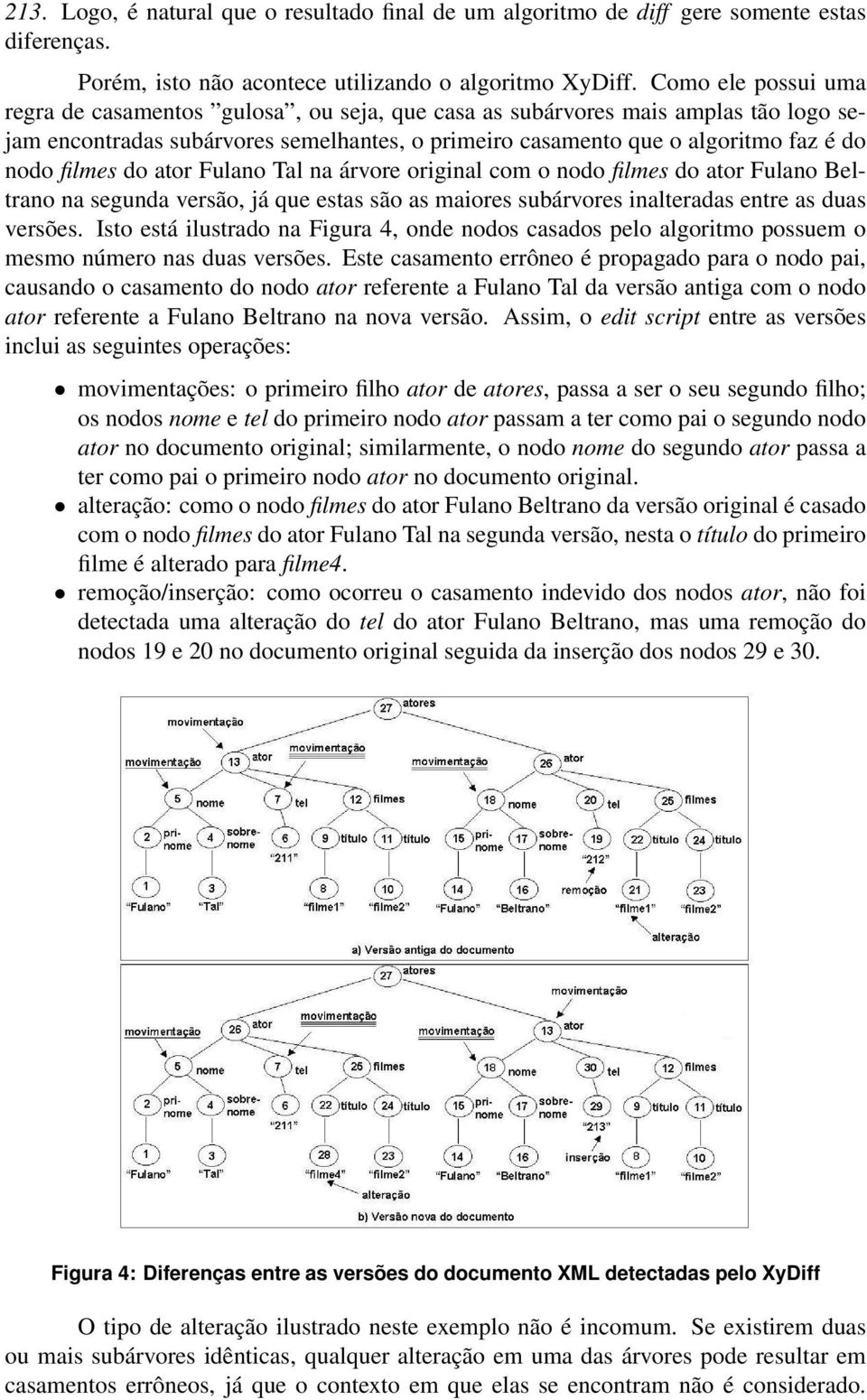 filmes do ator Fulano Tal na árvore original com o nodo filmes do ator Fulano Beltrano na segunda versão, já que estas são as maiores subárvores inalteradas entre as duas versões.