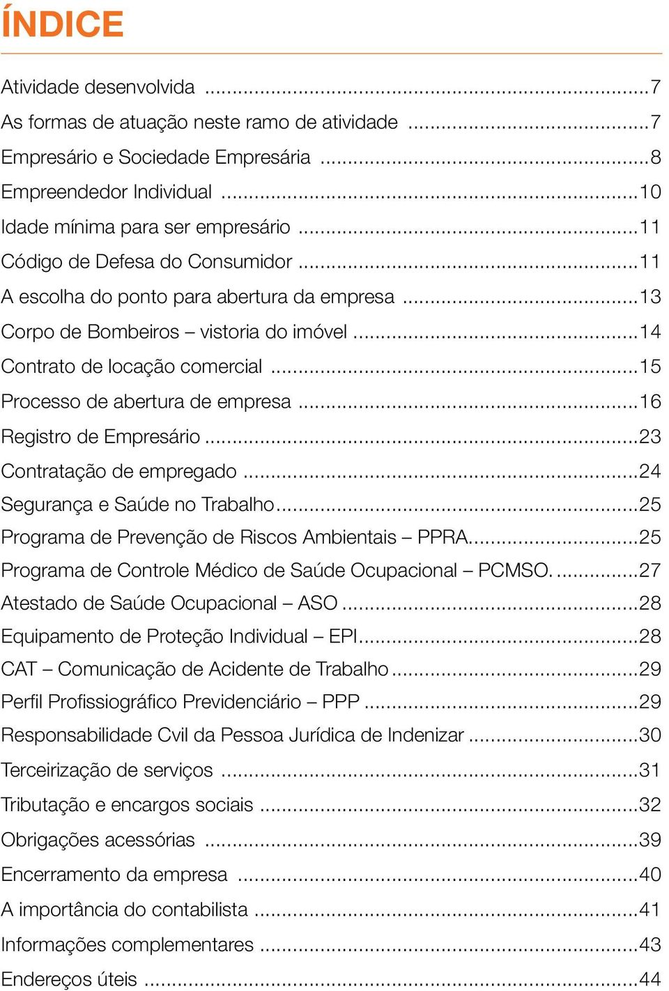 ..16 Registro de Empresário...23 Contratação de empregado...24 Segurança e Saúde no Trabalho...25 Programa de Prevenção de Riscos Ambientais PPRA.