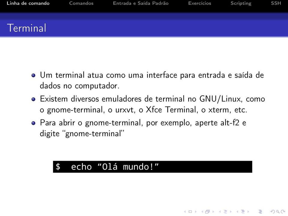 Existem diversos emuladores de terminal no GNU/Linux, como o