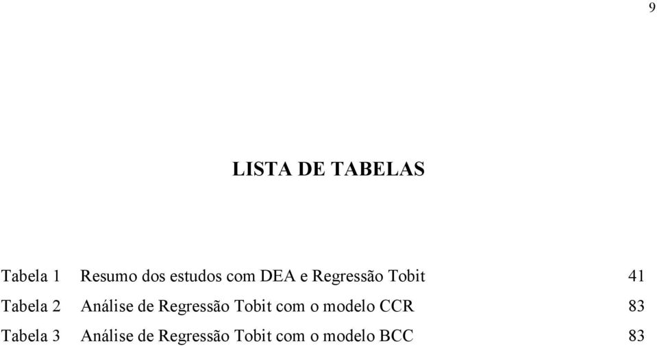 de Regressão Tobit com o modelo CCR 83 Tabela