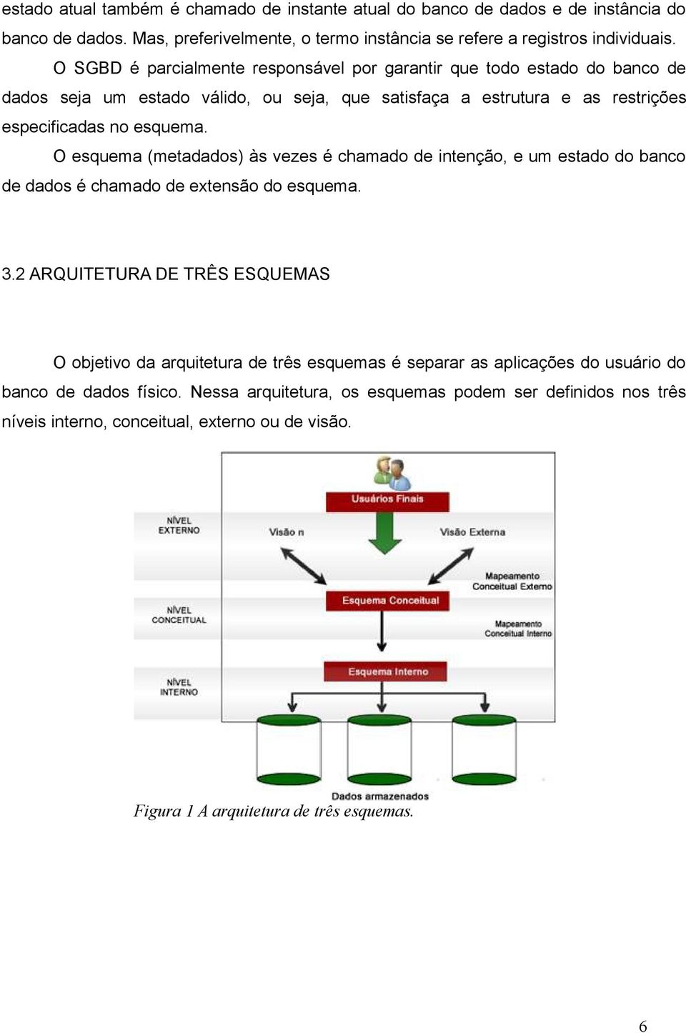 O esquema (metadados) às vezes é chamado de intenção, e um estado do banco de dados é chamado de extensão do esquema. 3.