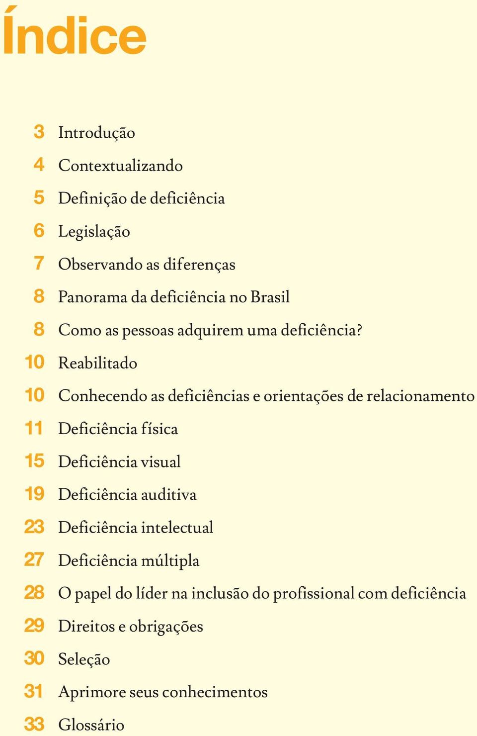 Reabilitado Conhecendo as deficiências e orientações de relacionamento Deficiência física Deficiência visual Deficiência auditiva